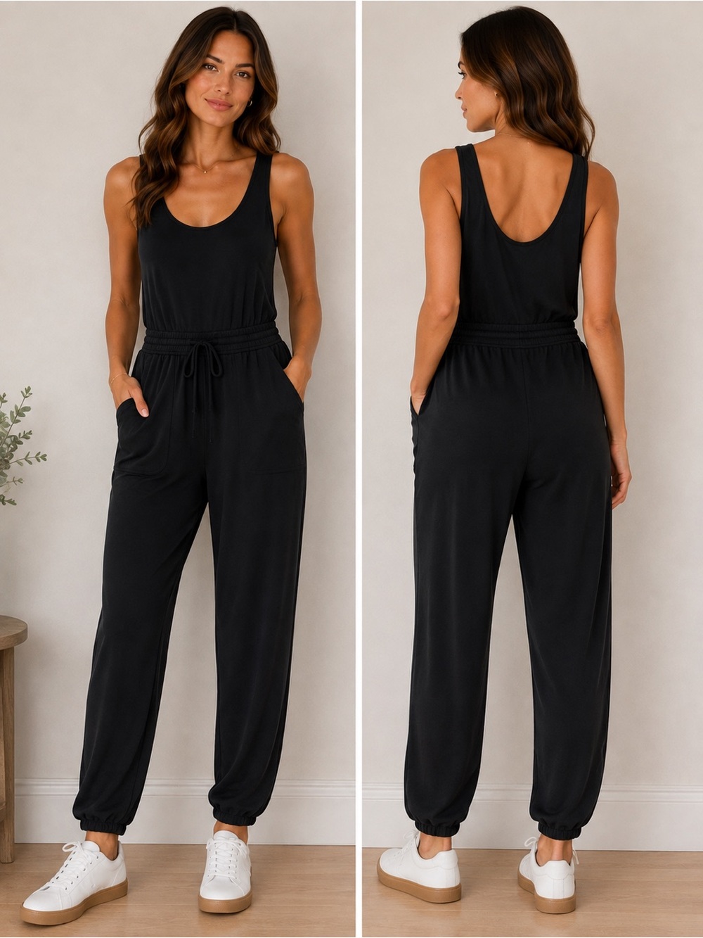 lululemon athletica Black BeCalm Sleeveless Cinch-Waist Jumpsuit Size S